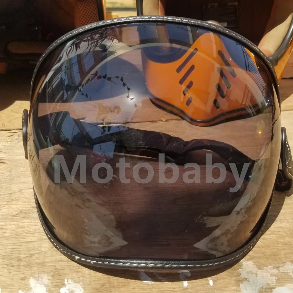 Fit Vintage Retro Motorcycle 3/4 Open Face Half Helmet  Bubble Shield Lens Winds - £281.33 GBP