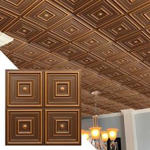 Dundee Deco Rustic Patchwork Antique Gold Glue Up, PVC 3D Decorative Ceiling Pan - £14.64 GBP+