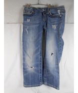Miss Me Irene Capri Jeans Distressed Destroyed Flap Pocket sz 29x20 - $216.49 MXN