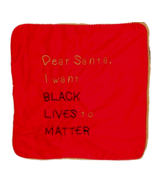 Dear Santa Black Lives Matter Pillow Cover Red with Gold 16 Inches Square - $11.99