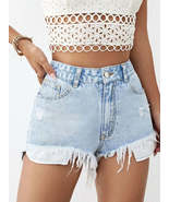 Distressed Raw Hem Denim Shorts - $49.98 CAD