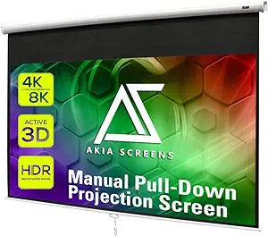 110 Inch Pull Down Projector Screen Manual B 16:9 8K 4K Hd 3D Ceiling Wa... - £159.86 GBP