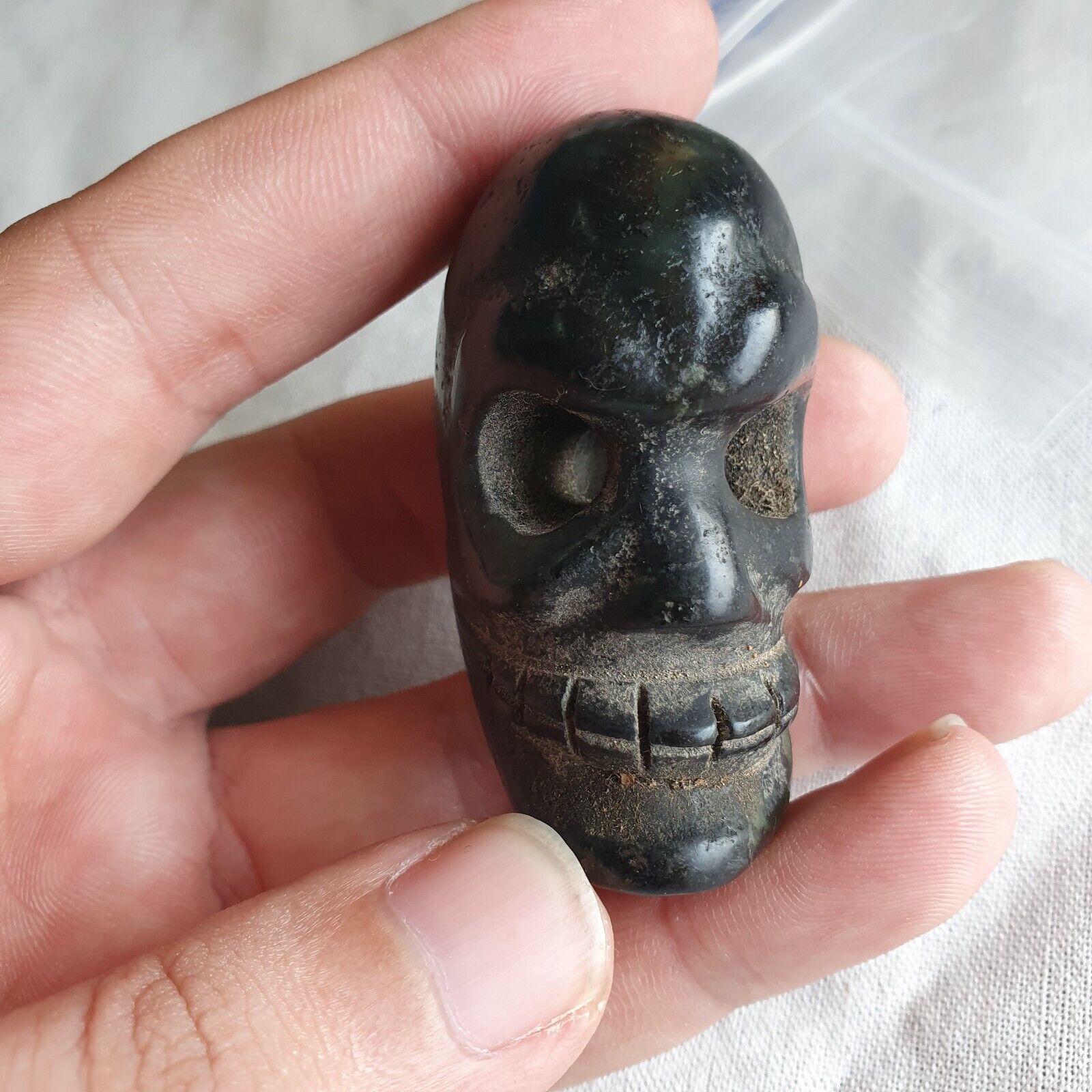 Primary image for Antique Green Jade Chinese Song Dynasty Jade Stone carved Skull pendent