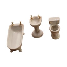 Vintage Dollhouse Miniatures Bathroom Set Porcelain Sink Tub Toilet 1:12... - $308.87 MXN