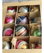 Fantasia Glass Christmas Ornaments Box 12 Pc 2” Round Poland Teardrop In... - $165.06