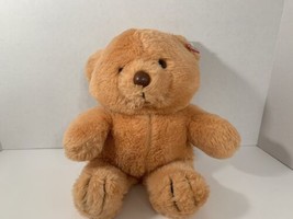 DanDee vintage peach orange plush teddy bear plastic ear tag MTY Made Taiwan - £21.76 GBP