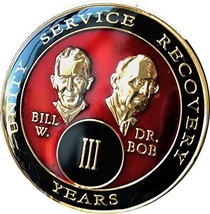 3 Year Founders Red Tri-Plate AA Medallion Bill &amp; Bob Chip III - £14.69 GBP