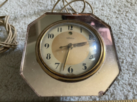 Art Deco TELECHRON MIRROR GLASS Desk CLOCK - tested and working! - $137.61
