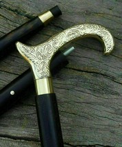 Designer Brass Victorian Handle Wooden Vintage Walking Cane Antique Style Stick. - £42.86 GBP