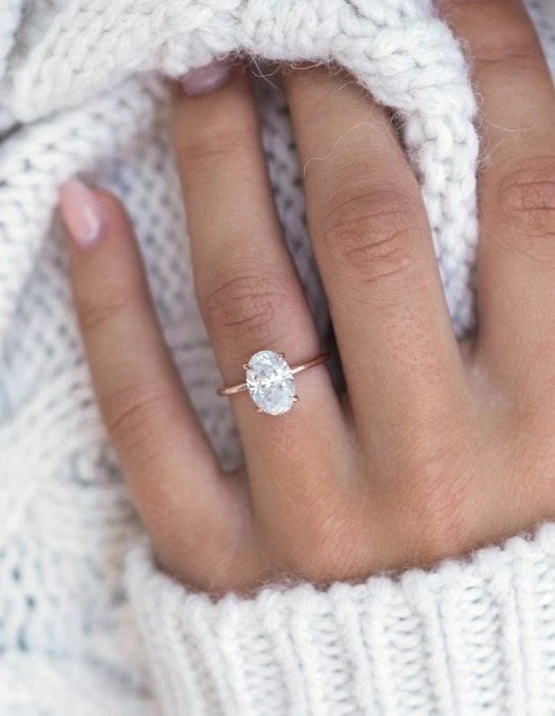 925 Silver Oval Cut Solitaire Ring Wonderful Wedding & Engagement Proposal Ring Item image 3