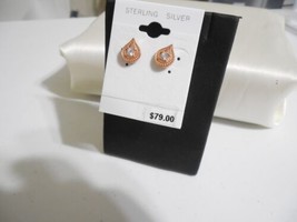 Thomas Sabo 3/16&quot; 18k Rose Gold /Ster.Silver CZ Teardrop Stud Earrings N1110 $79 - £36.33 GBP