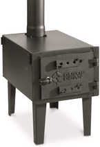 Wood Burning Stove Outdoor Camping Cast Iron Steel Fire-Box Heat Cabin w Chimney - £139.99 GBP