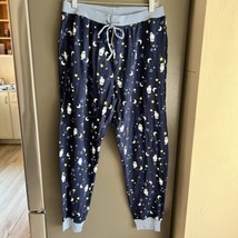 Lands End Womens Night Owl Pajama Pants Blue Jogger Pjs Lounge Sleep Medium - £15.63 GBP