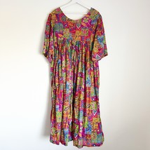 Vintage Erika Taylor Sport Dress Bright Abstract Boho Print Pink Lined C... - $29.99