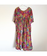 Vintage Erika Taylor Sport Dress Bright Abstract Boho Print Pink Lined C... - $41.13 CAD