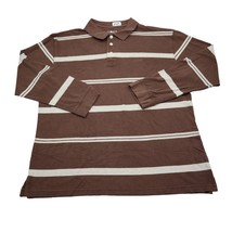 Sun River Shirt Mens L Brown White Striped Polo Outdoor Collar Neck Casual - £13.99 GBP
