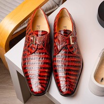 Genuine caiman crocodile Shoes Rovigo Cognac Straps image 11