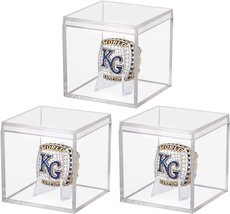 3 Pack Championship Ring Display Case Clear Acrylic Display Case Mini Fo... - $14.65 CAD