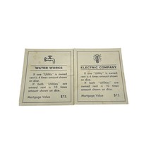 Vintage 1960s Monopoly Title Deed Cards Electric Company and Water Works - $9.89