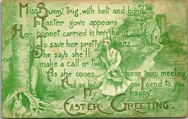 Vtg Postcard Easter Greetings Poem w Anamorphic Rabbit - G. K. Prince &amp; Co UNP - £14.43 GBP