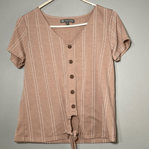 Daisy Fuentes Tan Short Sleeve Front Knot Tank Top Small - $115.00 MXN