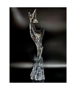 DAUM FRANCE CRYSTAL LARGE SCULPTURE DOE IN MOUNTAIN ROCK 19&quot; NEW STILL W... - £446.49 GBP