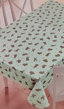 Bunny Farmhouse Country Tablecloth Flannel Back Floral Easter Oblong 60&quot;... - £7.03 GBP