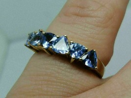 3.50Ct Trillion Cut Tanzanite Anniversary Wedding Band Ring 14K Yellow Gold Over - $102.09