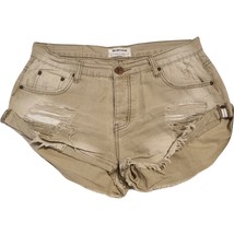 One Teaspoon Khaki Twisted Cuff Button Fly Denim Shorts Size 29 - $79.00