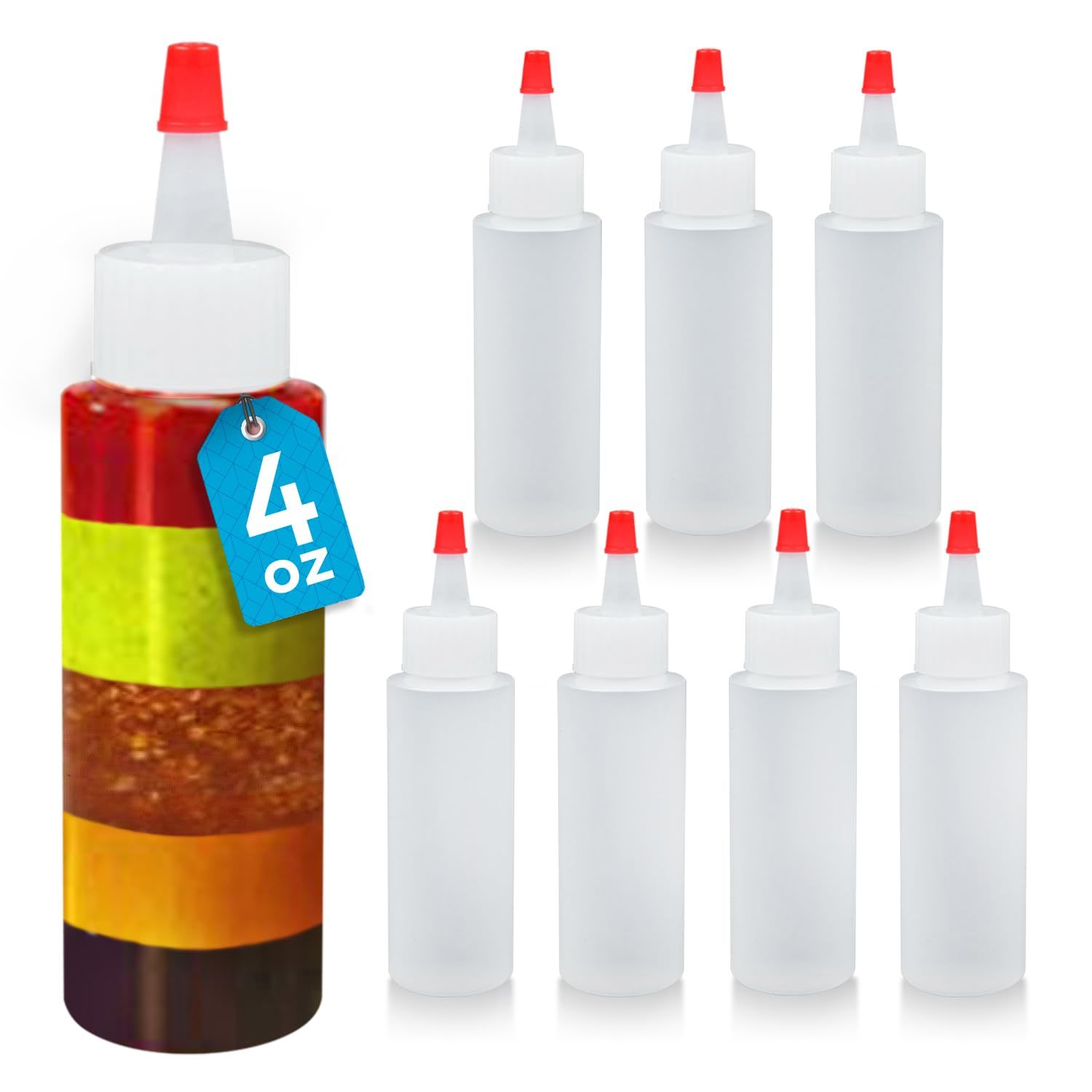 Primary image for 4 Oz Small Plastic Squeeze Bottles With Caps - 8 Pack - Great For Pancake Art, C