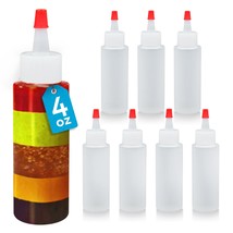 4 Oz Small Plastic Squeeze Bottles With Caps - 8 Pack - Great For Pancake Art, C - £22.37 GBP