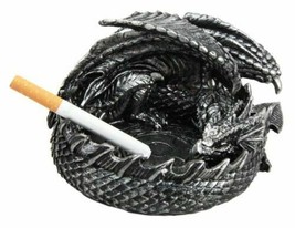 Mythical Smaug Mountain Castle Dragon in Repose Round Cigarette Ashtray ... - $19.99