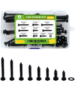Hex Lag Bolts 112PCS M6 Black Zinc Wood Screws &amp; Washers Kit Fully Threa... - $21.65