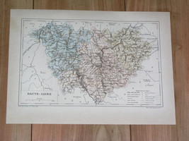 1887 Antique Original Map Of Department Of HAUTE-LOIRE Le Puy / France - £19.44 GBP