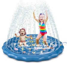 Splash Pad Sprinkler for Kids Toddlers Play Mat 60&quot; Inflatable Baby Wading Pool - £11.45 GBP