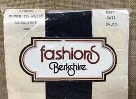 Vintage 1980 Fashions Berkshire Navy Tall Opaque Pantyhose Sandalfoot - £6.98 GBP