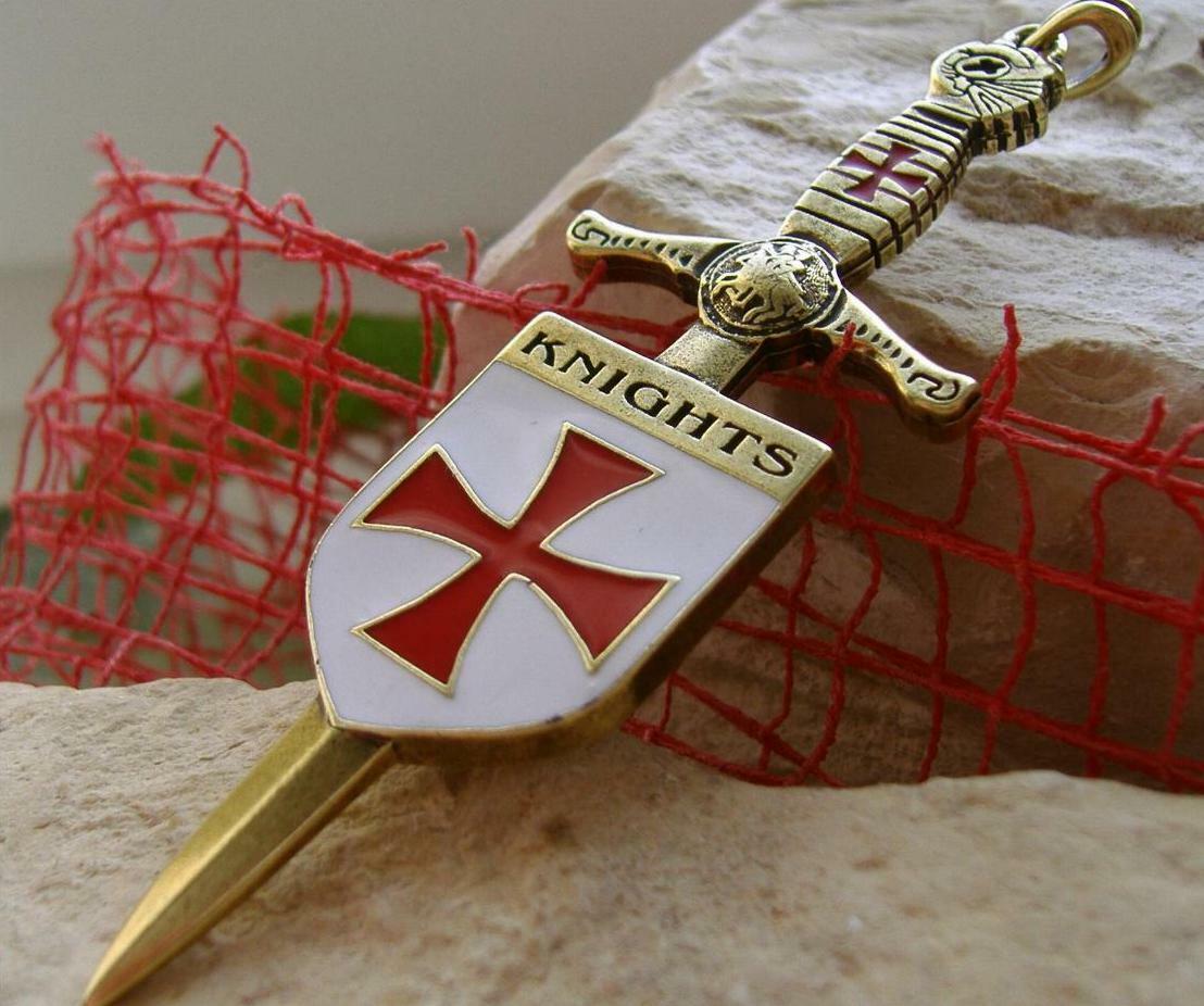 RARE KNIGHTS TEMPLAR PENDANT NECKLACE CROSS CROIX PIN CHRISTIANITY MEDAL... - $23.38