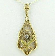10k Tri-Color Genuine Natural Diamond Flower Pendant with 14k Chain (#J4320) - £232.91 GBP