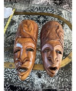Set Of 2 Wooden African Tribal Masks Hand Carved - €73,81 EUR