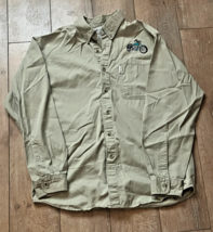Columbia Sportswear Casual Button-Down Shirt Men's Size M Tan Cotton Biker - $22.28