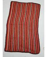 Long Striped Crocheted Afghan Brown Orange Red Handmade 62&quot; x 38&quot; Afghan - £13.36 GBP
