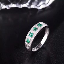 boutique jewelry 925 sterling silver inlaid Natural Emerald Ring support detecti - £57.25 GBP