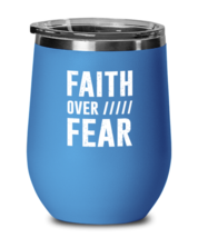 Faith Over Fear, blue drinkware metal glass. Model 60062  - £20.18 GBP