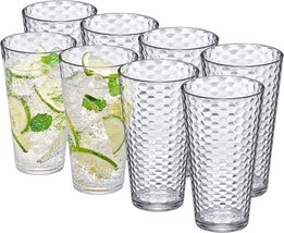 24-Ounce Plastic Tumblers (Set of 8), Plastic Drinking Glasses, All-Clear High-B - £29.73 GBP