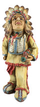 Native American Indian Warrior Chief With Chalumet Pipe Faux Wood Resin Figurine - £23.50 GBP