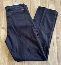 Dickies Black Flat Front Straight Slim Fit Pants Flex Size 40x32 NEW - £20.44 GBP