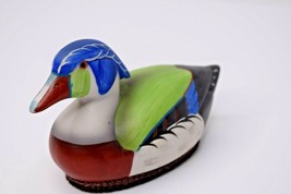 Vintage Jasco Ceramic Duck Lint Remover Figurine w/ Blue Head 5&quot; - £7.84 GBP