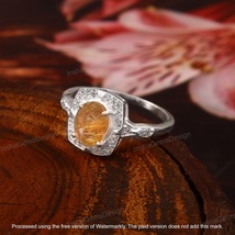 Natural Golden Rutile Quartz Ring 925 Sterling Silver Handmade Engagement Ring - £53.47 GBP