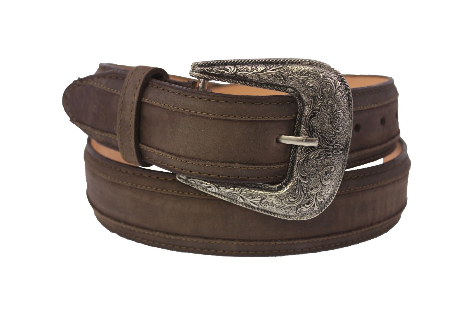 Western Cowboy Belt Brown Leather Rodeo Wear Removable Buckle Cinto Vaquero - $29.99