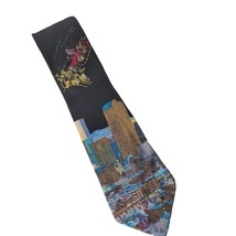 Mark Alexander City Christmas Denver Santa Flying Over City Novelty Silk Necktie - £17.02 GBP